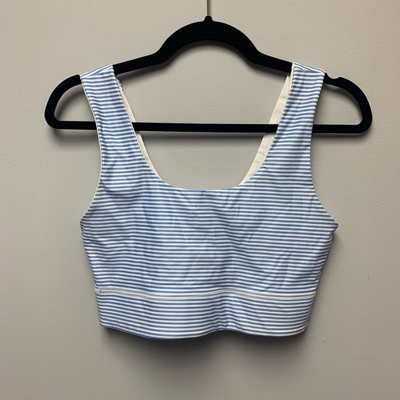 Fabletics sports bra, size medium, blue and white striped! - Picture 1 of 3
